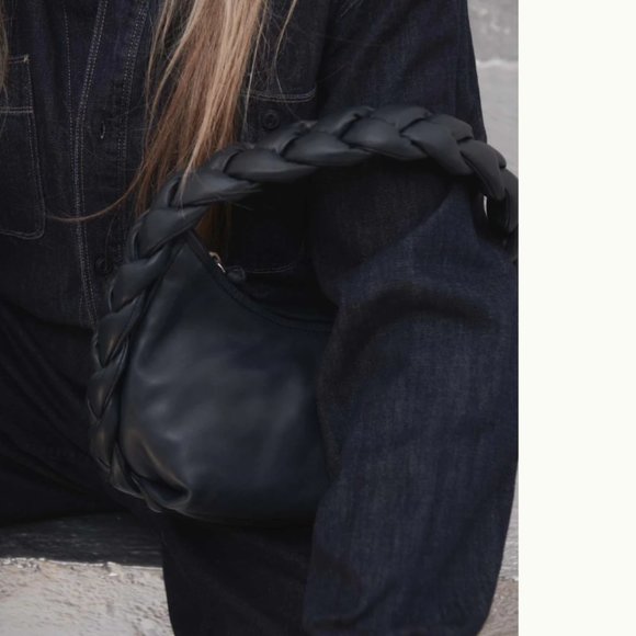 NWT Hereu - Espiga Lambskin Braided Handle Bag - Navy - Picture 9 of 10